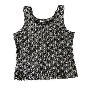 90s Vintage Us Three Tank Top Sz S/M White Black Summer Sleeveless Casual Women